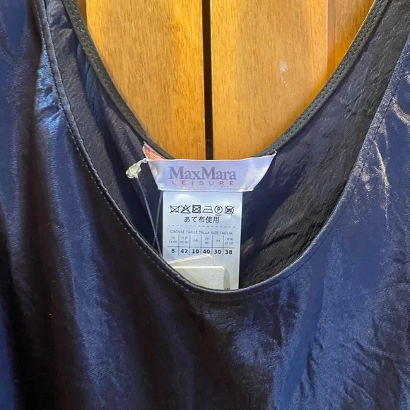 MaxMara Navy Talete Satin Midi Dress - Picture 7 of 13